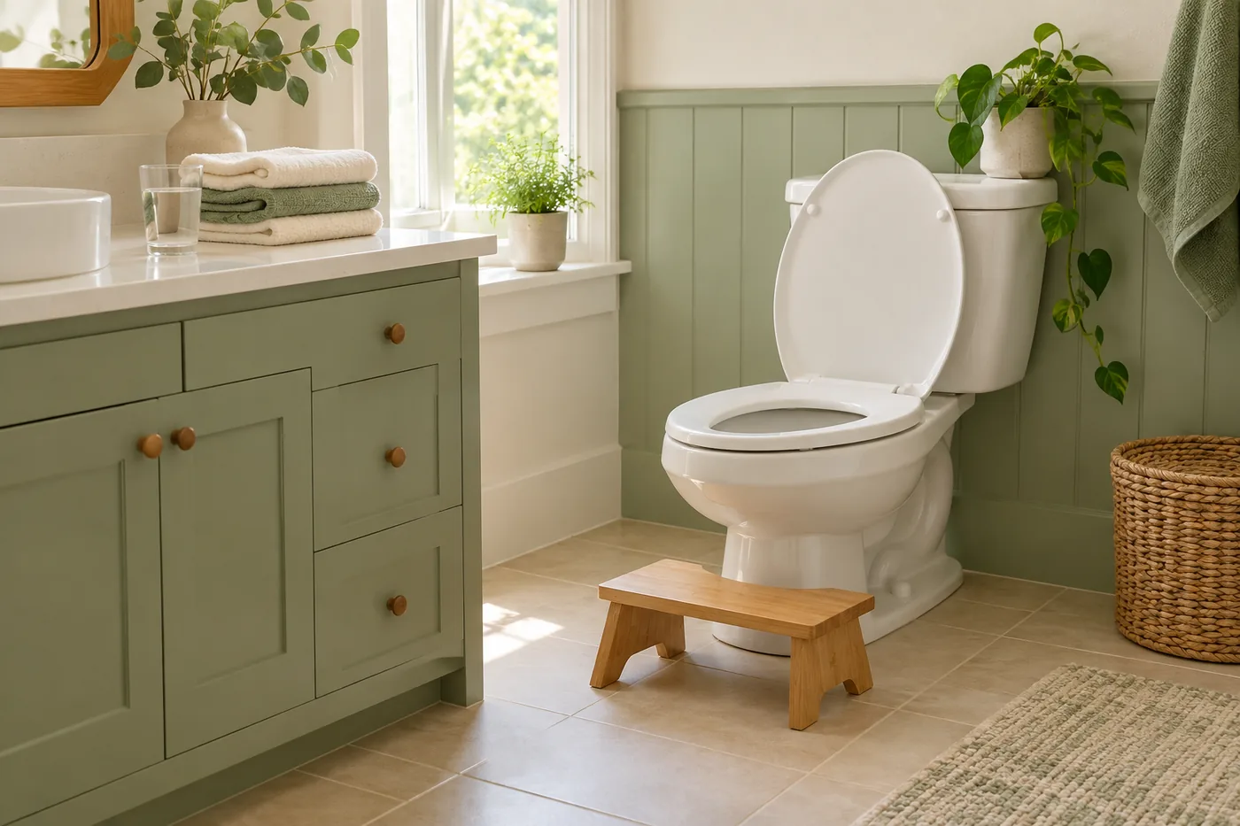 Nước uống, khăn sạch và ghế kê chân nhỏ được chuẩn bị cho sinh hoạt hằng ngày.